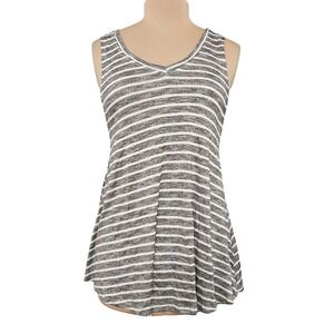 New Umgee USA Black White Striped V-Neck Sleeveless Tank Top‎ Small